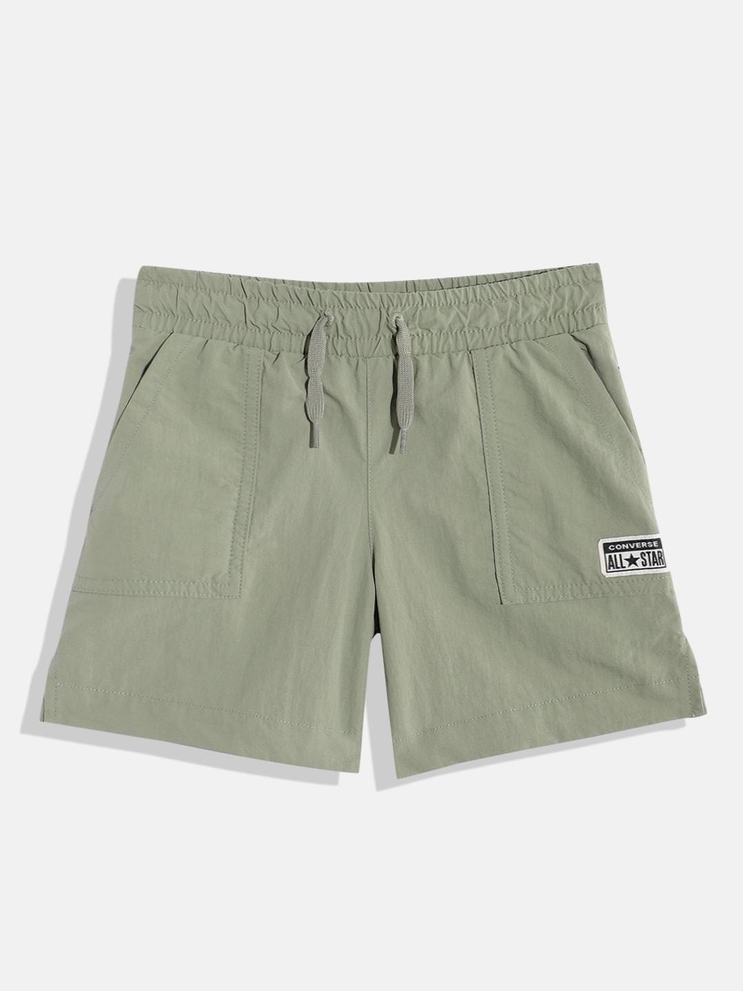 converse boys olive green shorts