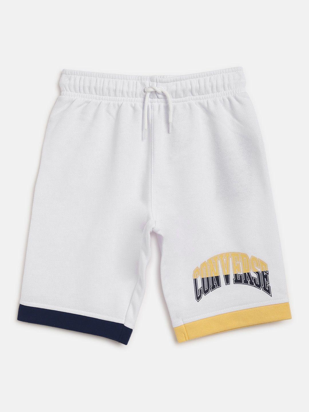 converse boys white solid shorts