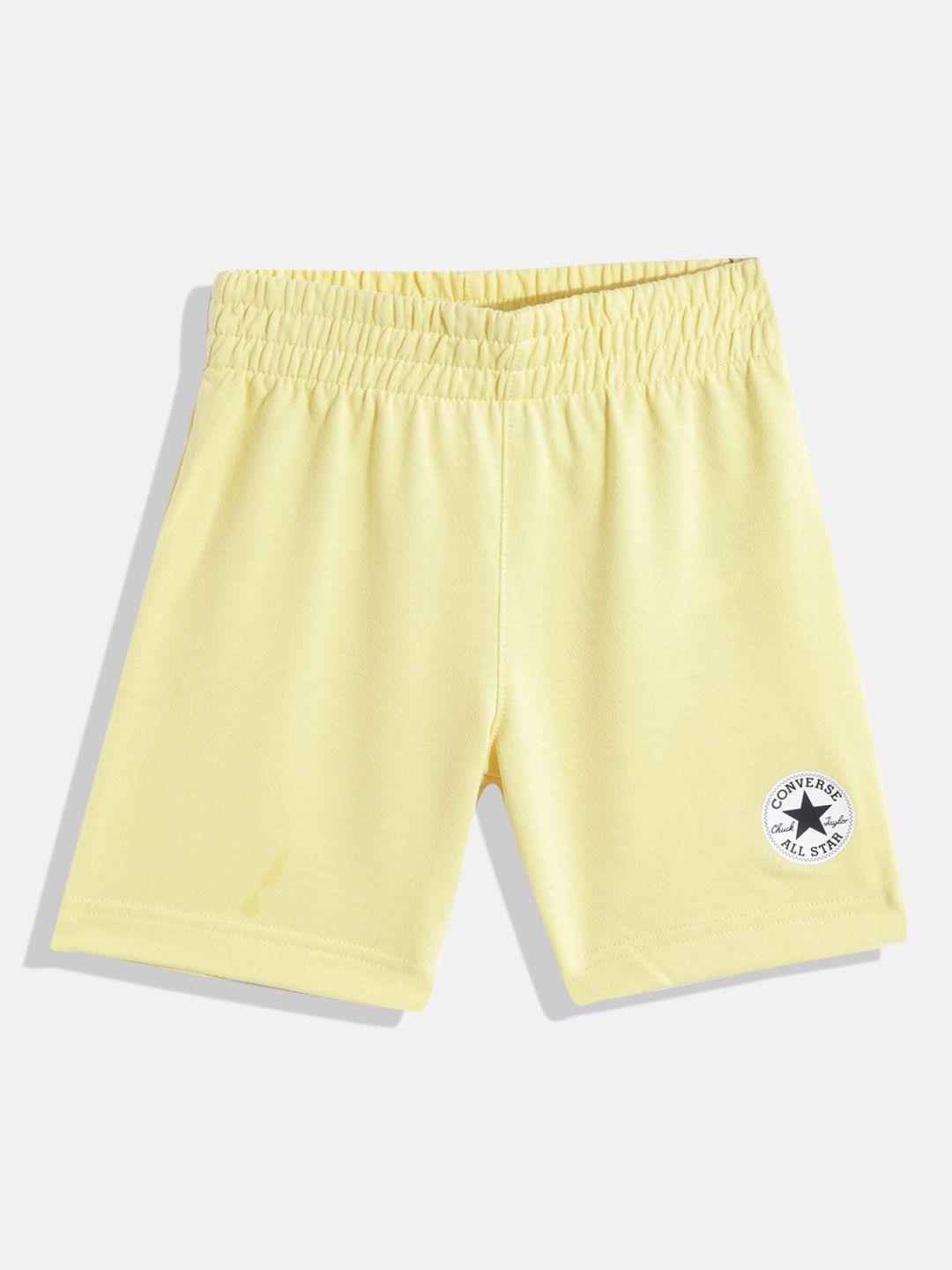 converse boys yellow solid slim fit shorts