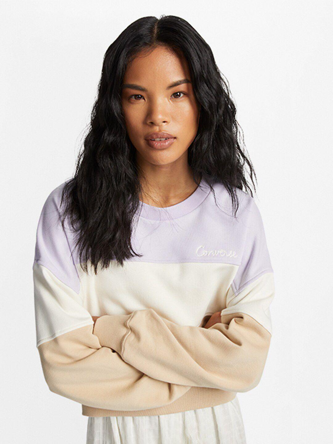 converse colourblocked pure cotton pullover