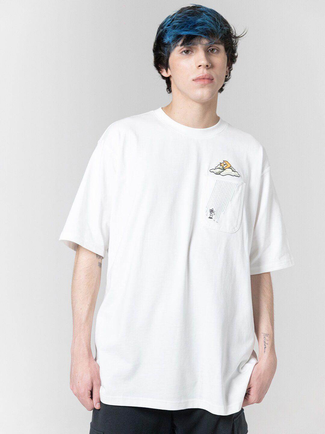 converse round neck drop-shoulder sleeves pure cotton t-shirt