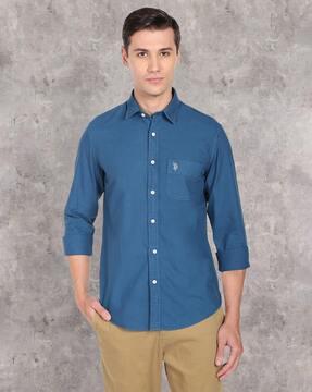 convertible sleeve spread-collar shirt