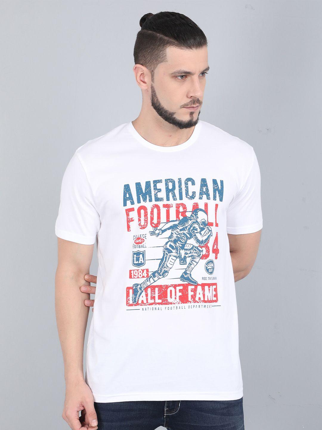 cooft men white typography printed pure cotton t-shirt
