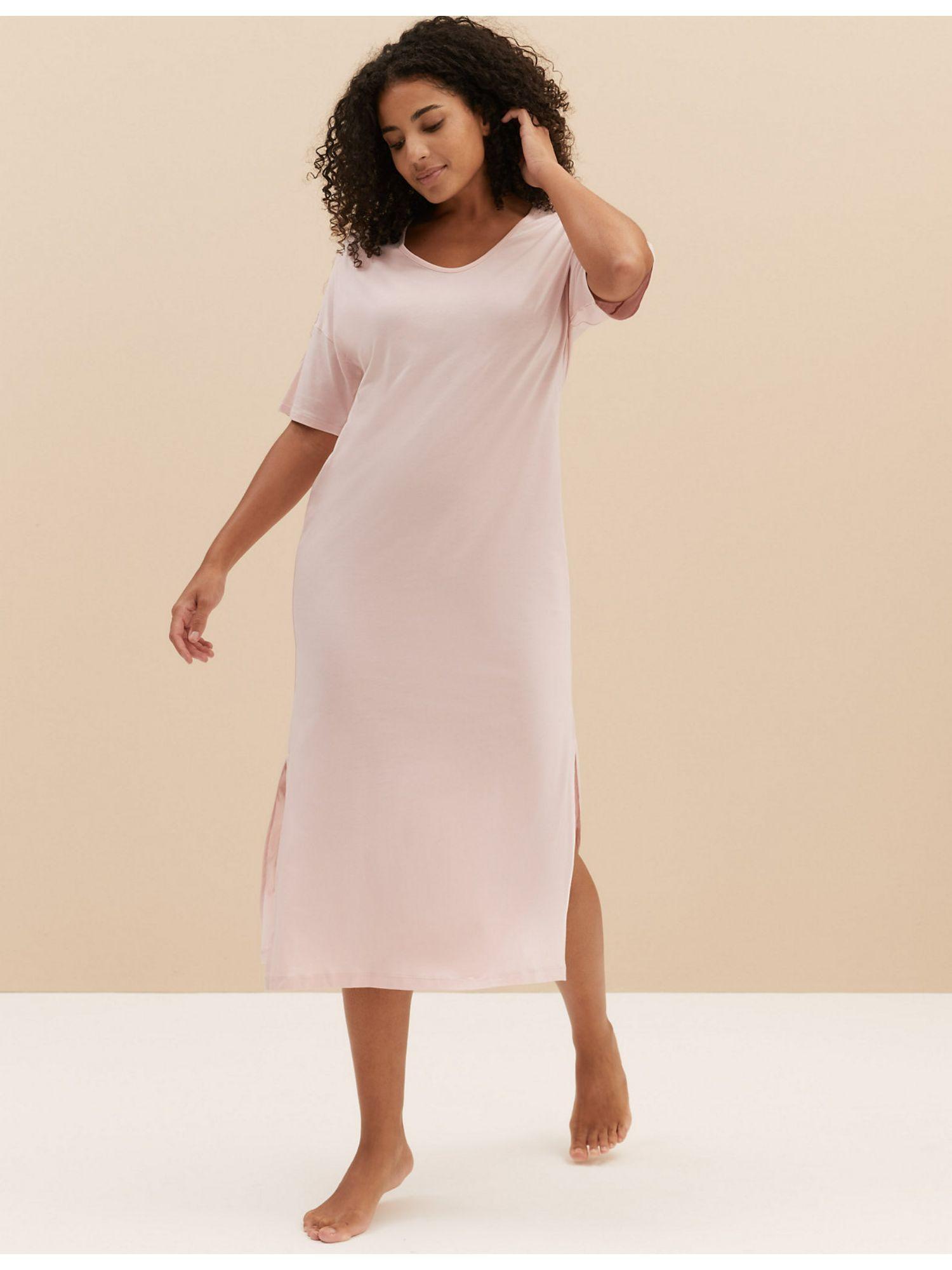 cool comfort cotton modal short sleeve nightdress - pink