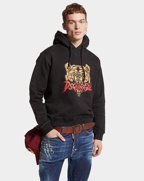 cool regular fit brushed cotton fleece hoodie