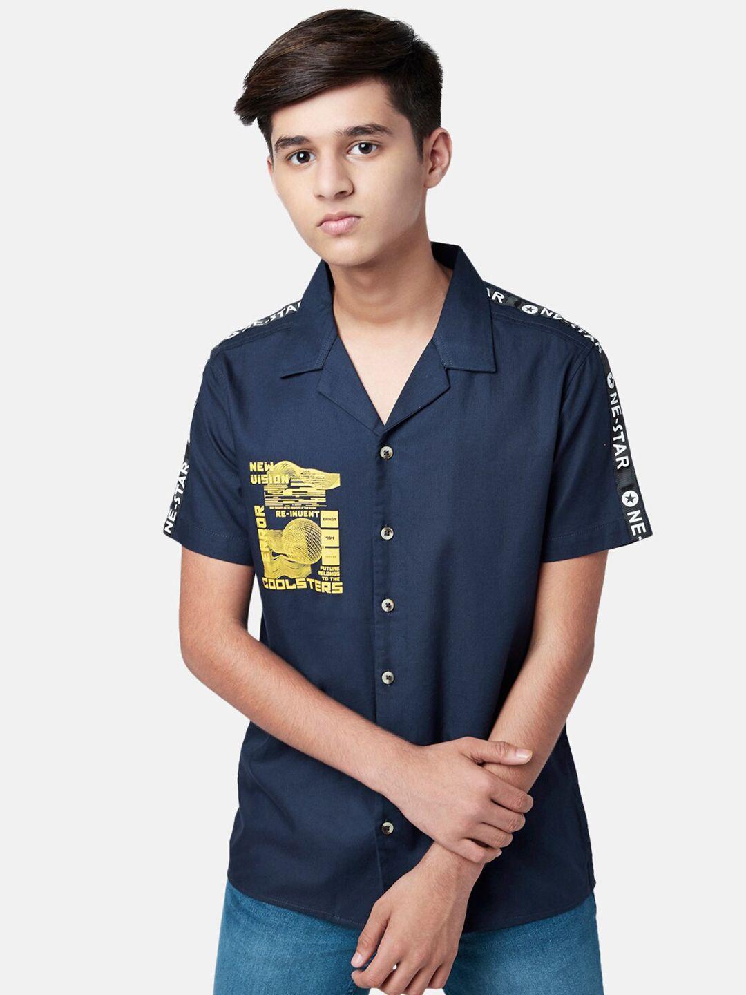 coolsters by pantaloons boys navy blue cotton casual shirt