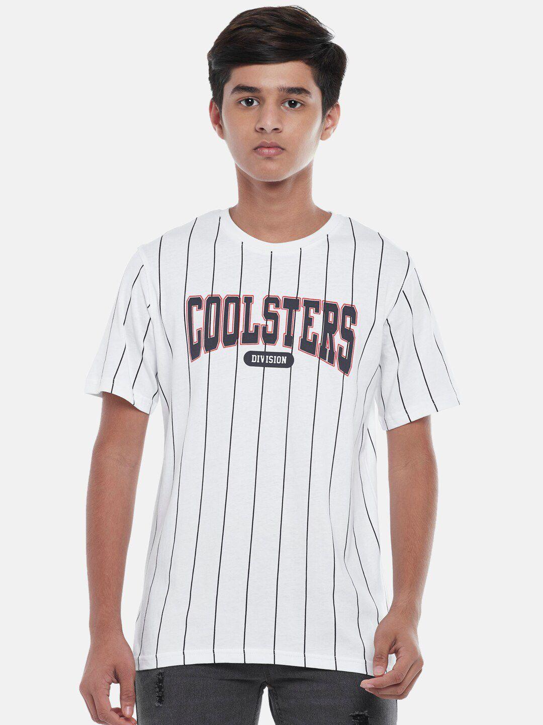 coolsters by pantaloons boys white striped  t-shirt