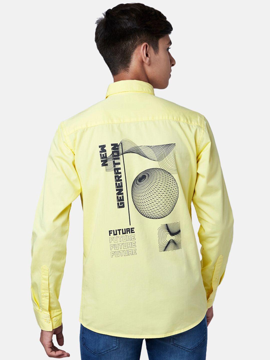 coolsters by pantaloons boys yellow typography printed cotton casual shirt