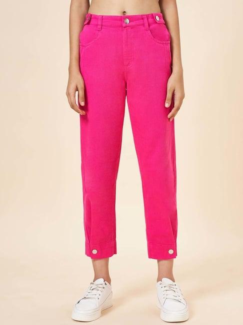 coolsters by pantaloons kids fuchsia pink cotton regular fit pants