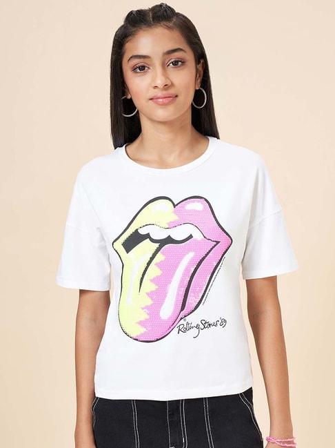 coolsters by pantaloons kids off-white embellished t-shirt