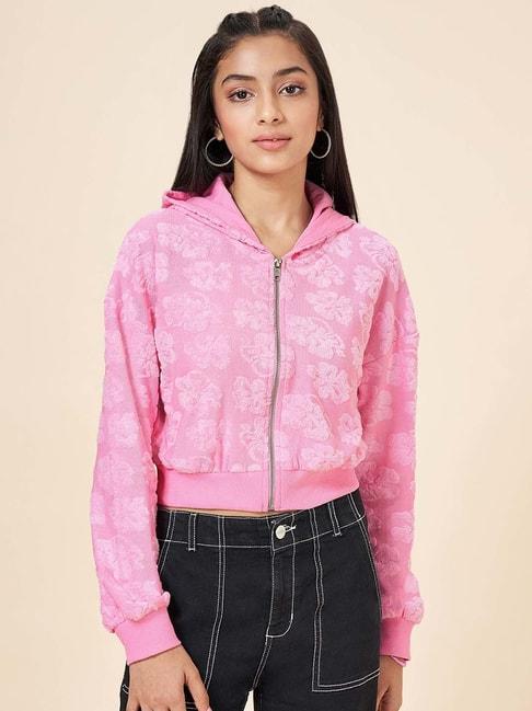 coolsters by pantaloons kids pink cotton floral print full sleeves sweatshirt