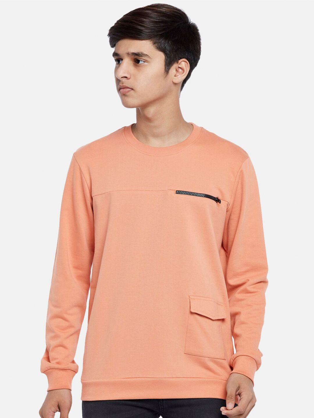 coolsters by pantaloons boys coral solid cotton sweatshirt
