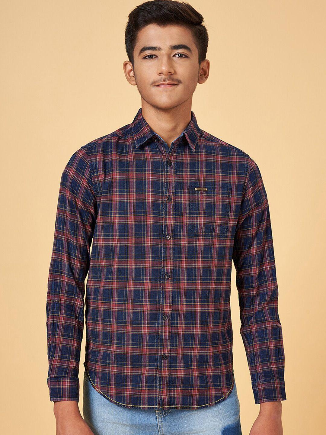 coolsters by pantaloons boys gingham checked cotton casual shirt