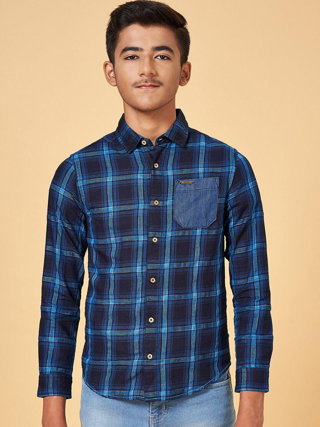 coolsters by pantaloons boys gingham checked cotton casual shirt