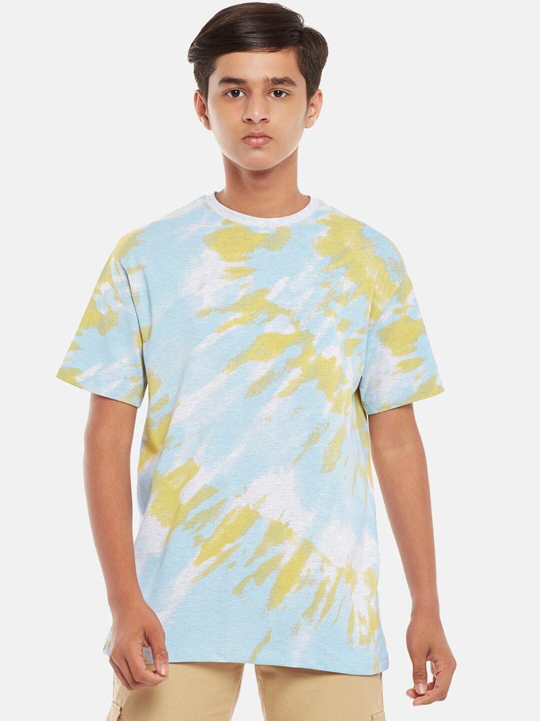 coolsters by pantaloons boys grey melange & blue tie and dye dyed t-shirt