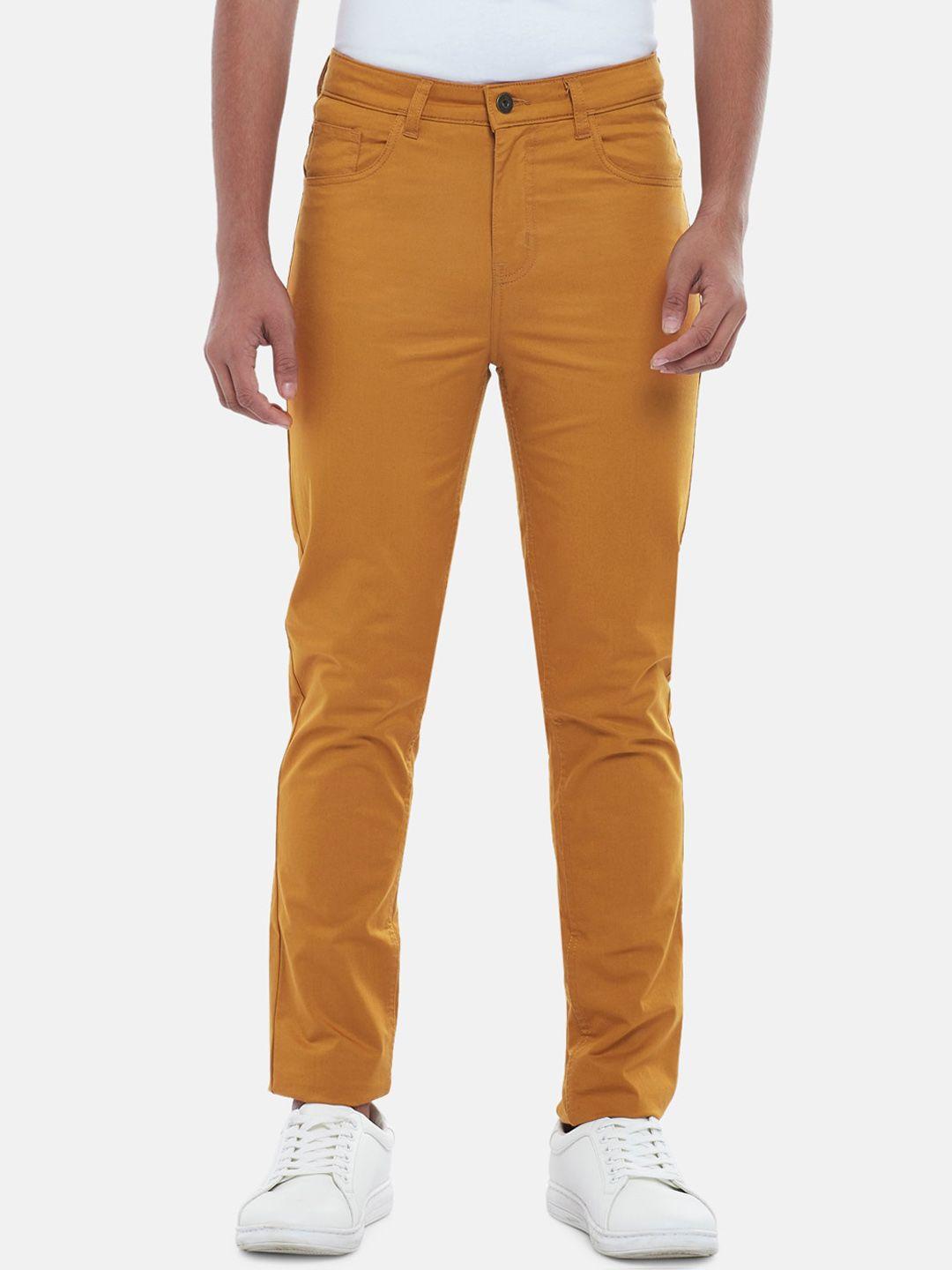 coolsters by pantaloons boys mustard yellow solid cotton trousers
