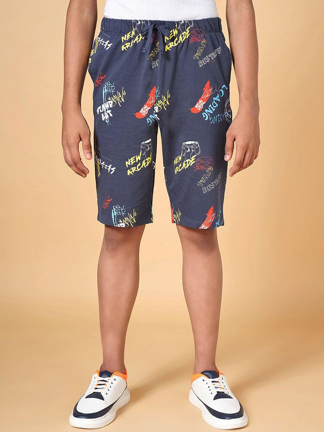 coolsters by pantaloons boys typography printed mid-rise cotton shorts
