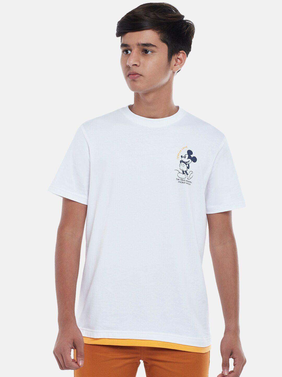 coolsters by pantaloons boys white & yellow printed t-shirt