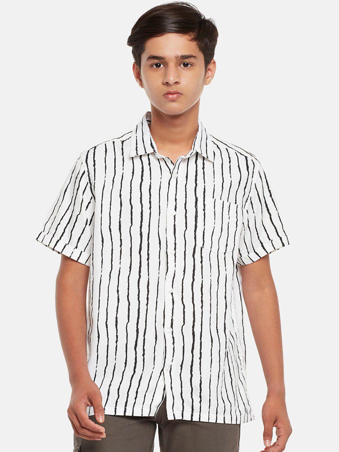 coolsters by pantaloons boys white striped cotton casual shirt