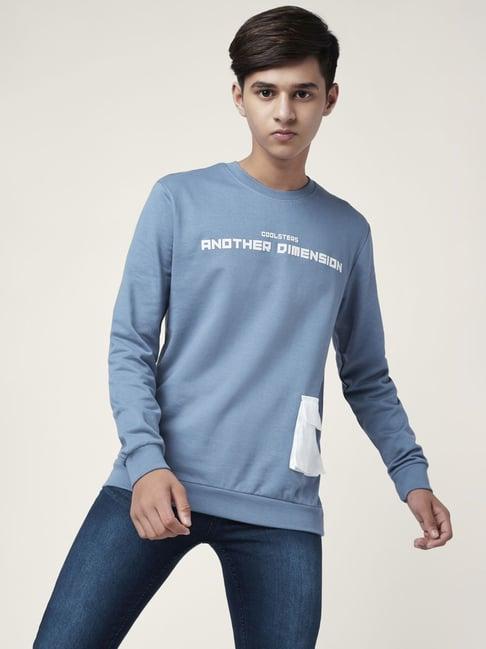 coolsters by pantaloons kids blue cotton printed full sleeves sweatshirt