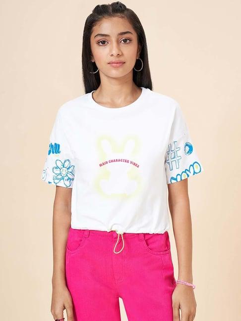 coolsters by pantaloons kids white & blue printed t-shirt