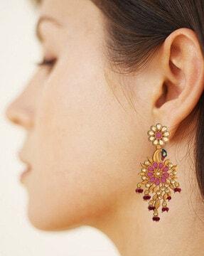 copper gold plated synthetic stone danglers