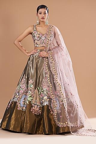 copper & gold tissue embellished lehenga set