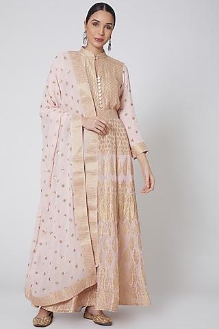 copper embroidered anarkali set