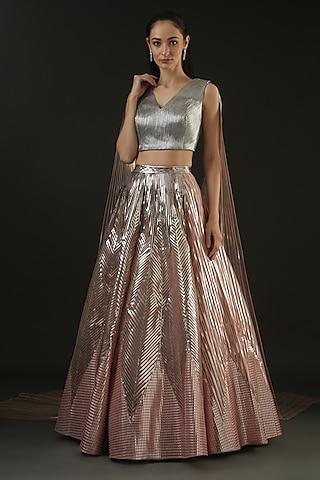 copper embroidered lehenga set