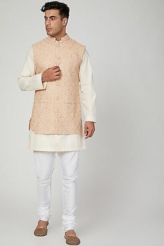copper embroidered lucknowi nehru jacket