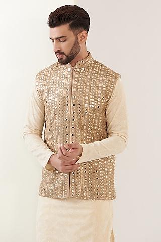copper georgette embroidered nehru jacket