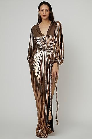 copper gold metallic lycra dress