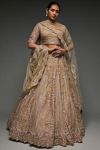 copper net embellished lehenga set