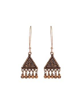 copper-plated triangle shape hoops earrings
