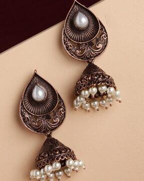 copper-plated jhumka earrings