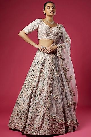 copper silk embroidered lehenga set