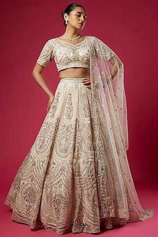 copper silk embroidered lehenga set