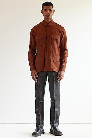 copper silk safari shirt