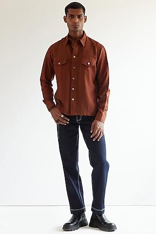 copper silk trucker shirt