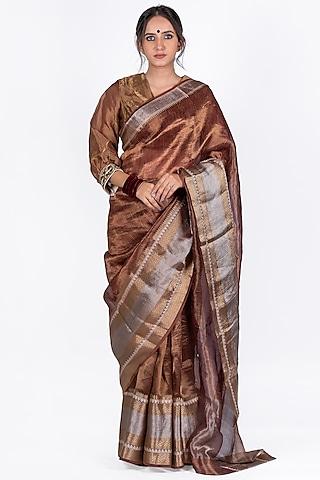 copper tissue silk digital printed saree