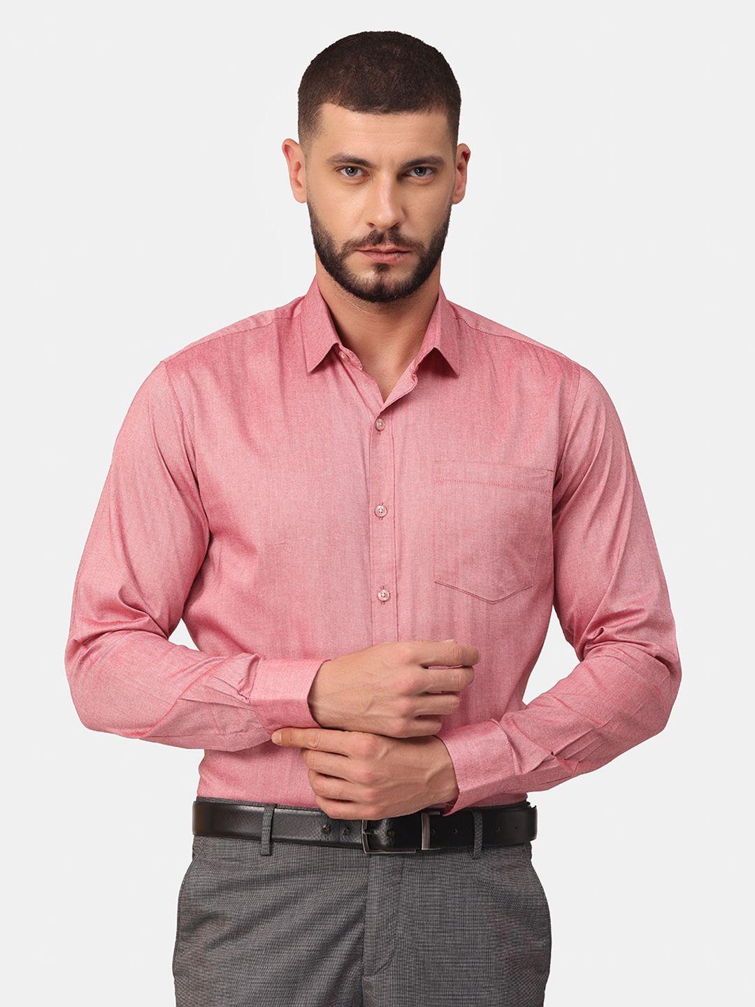 copperline men red comfort slim fit cotton formal shirt