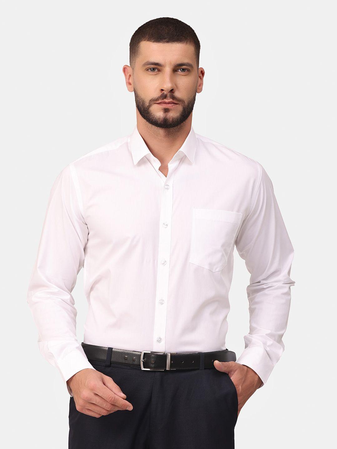 copperline men white comfort slim fit formal shirt