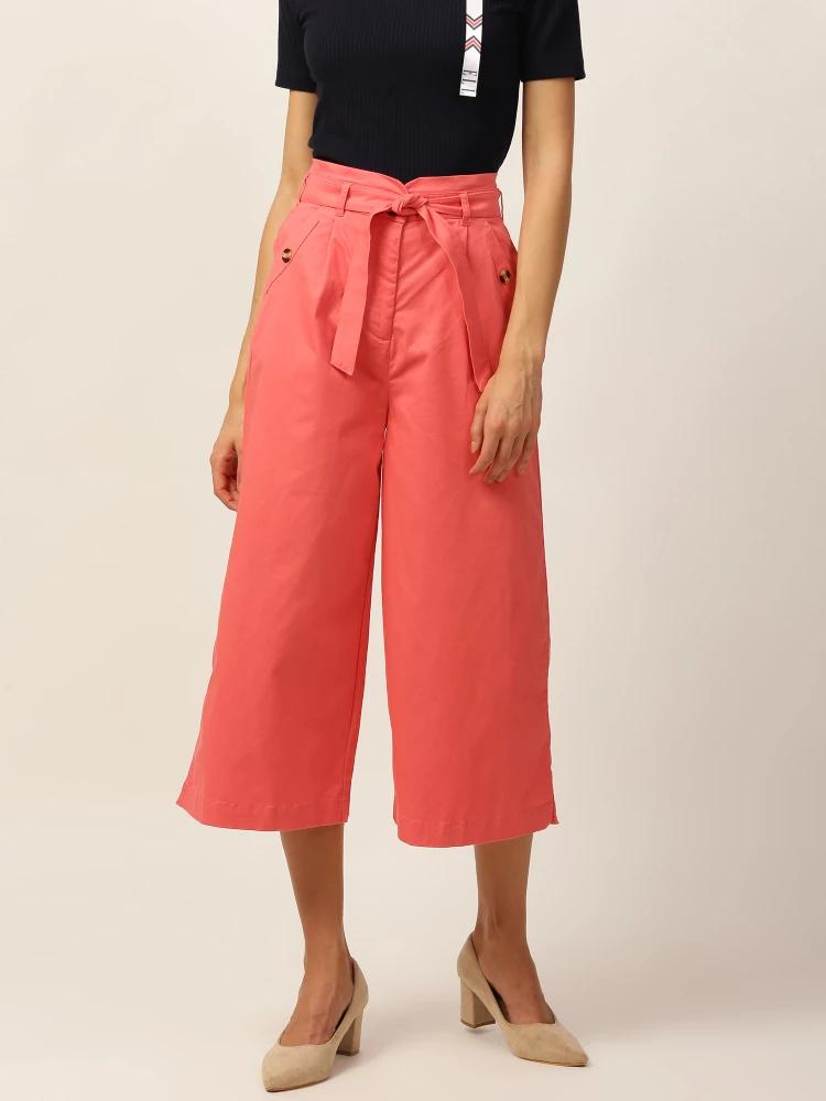 coral solid flared trouser