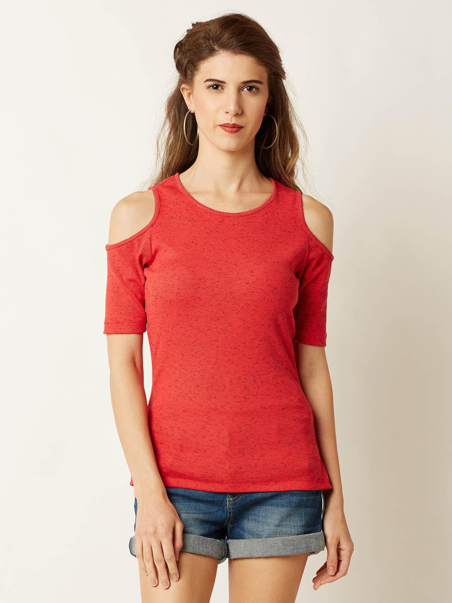 coral cold shoulder top