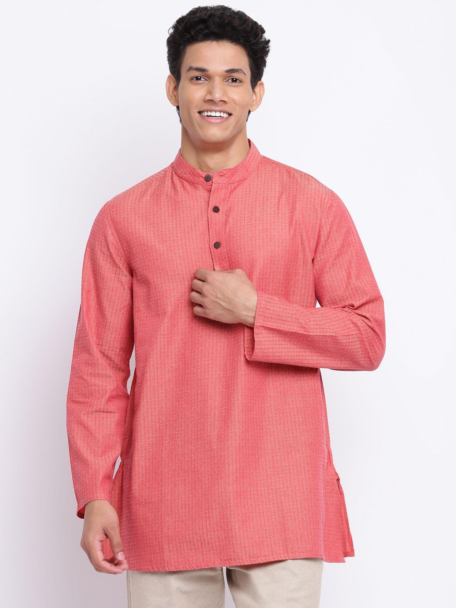 coral cotton dobby short kurta