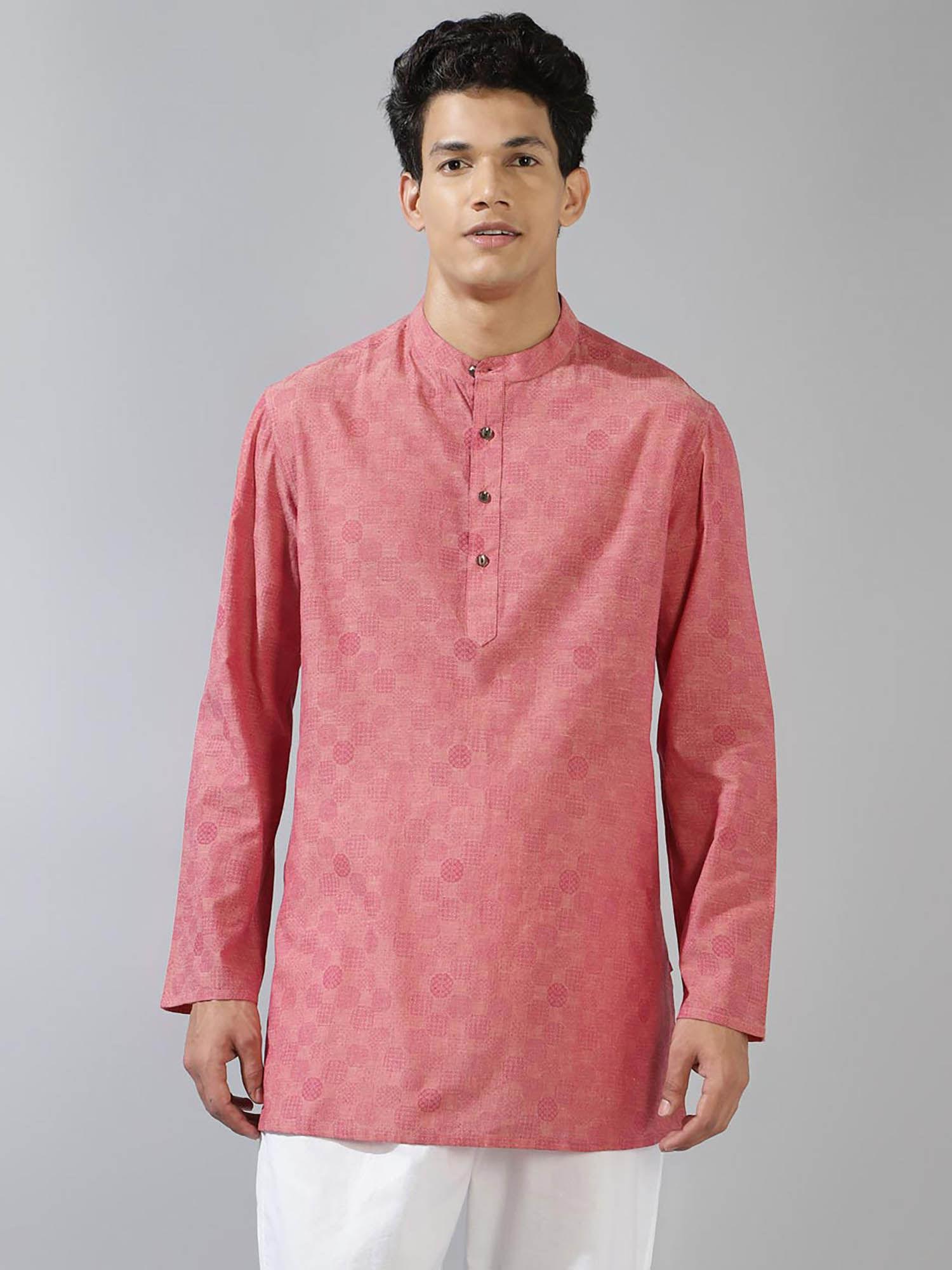 coral cotton printed kurta