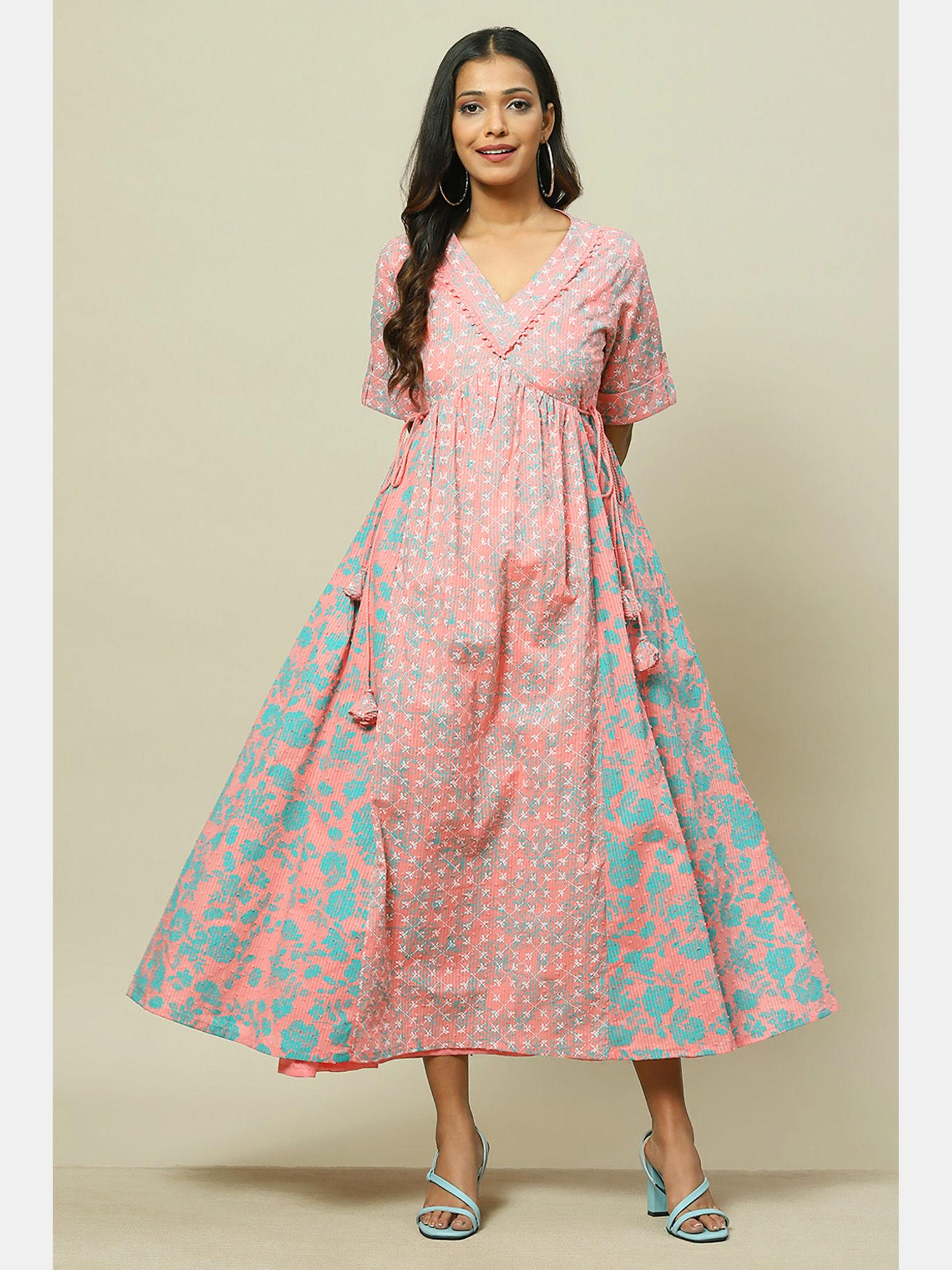 coral cotton straight dress