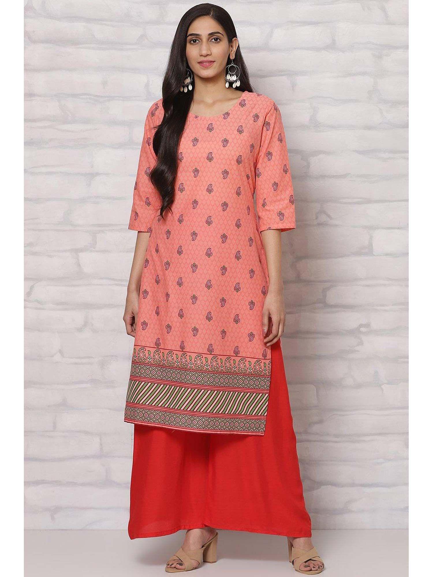 coral cotton straight kurta