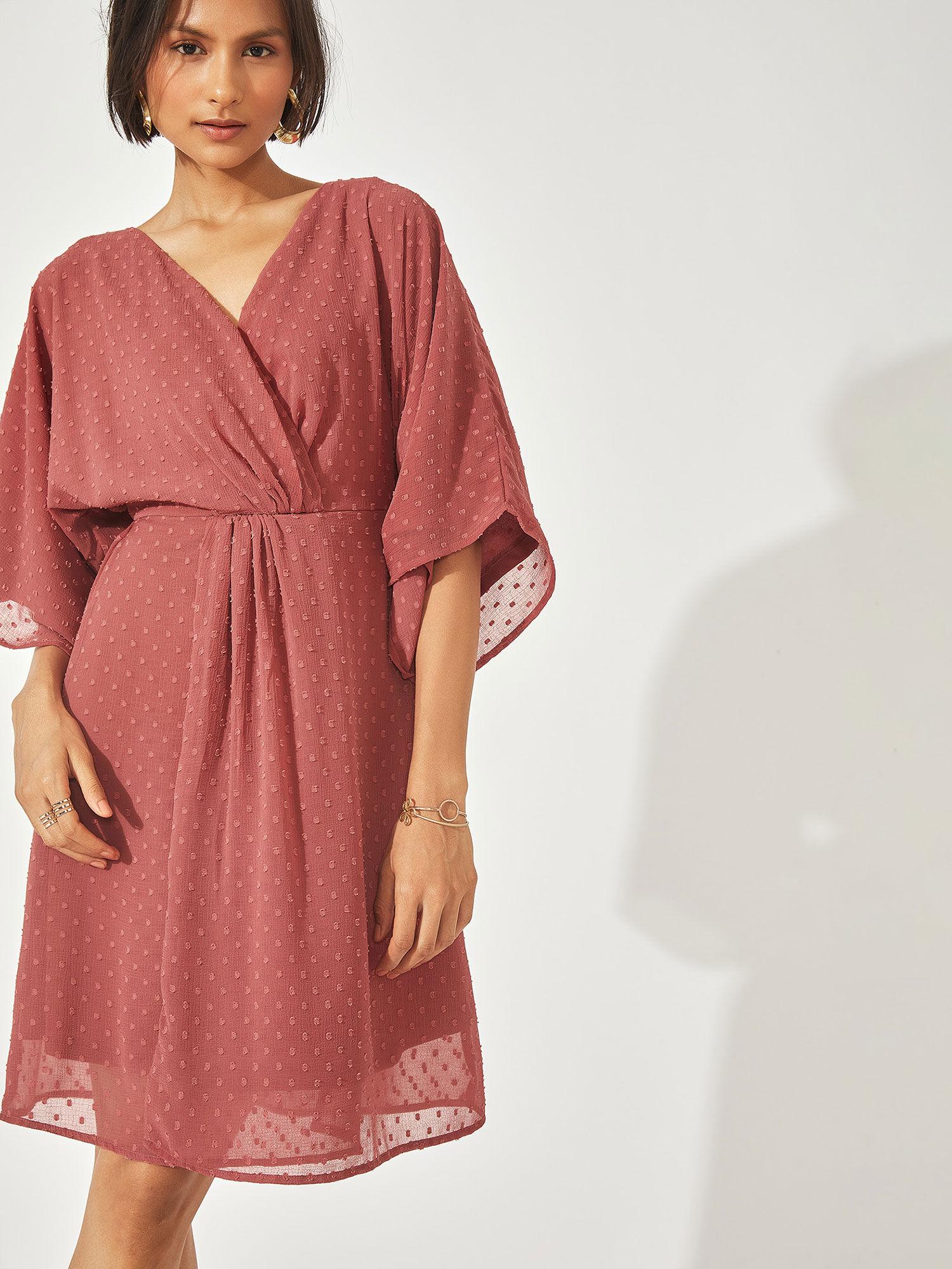 coral dolman sleeve dress