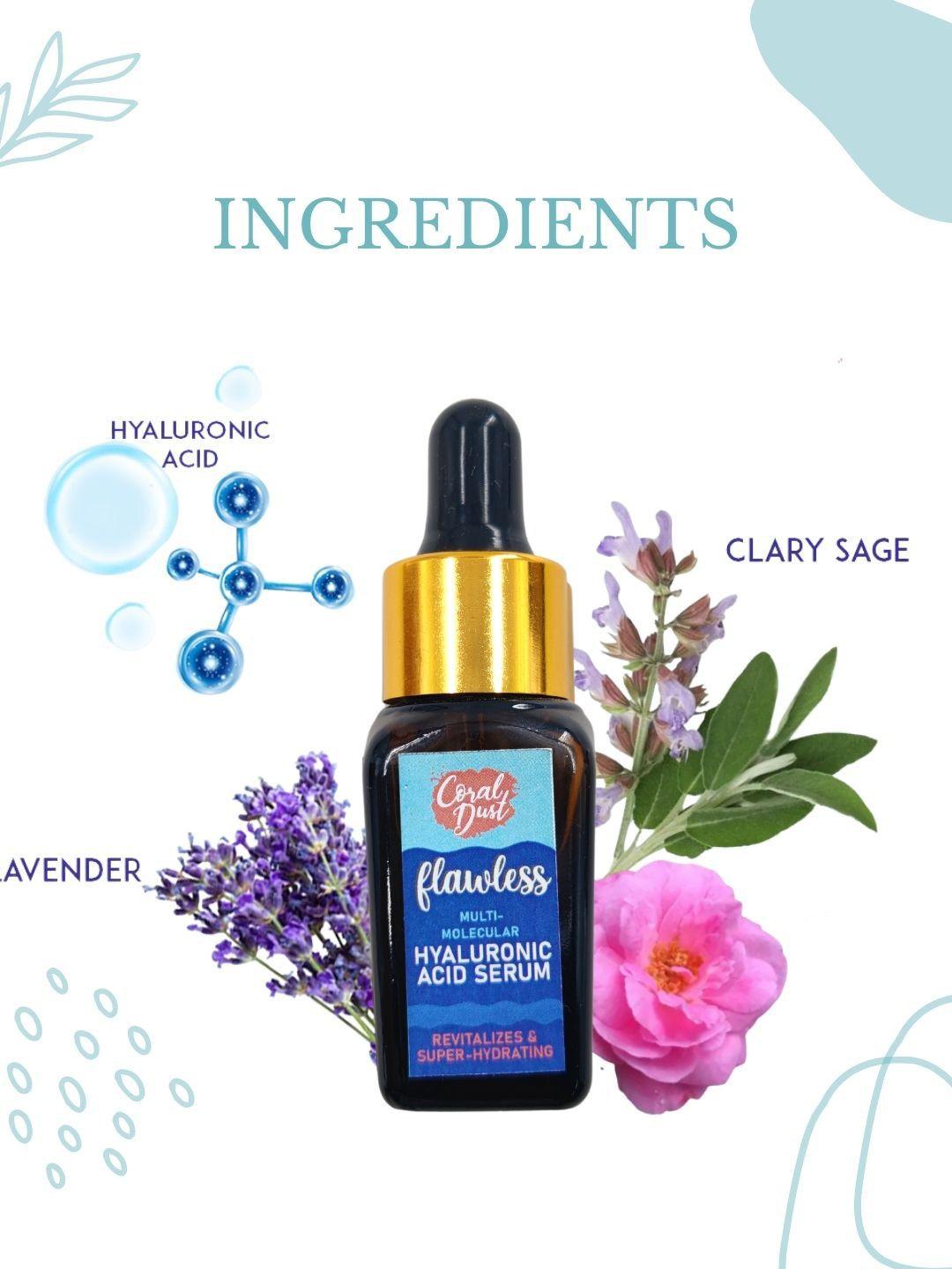 coral dust flawless hylauronic acid face serum with lavender & clary sage - 5 g